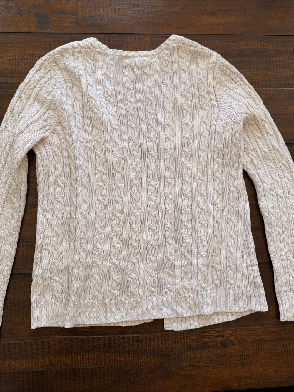 Lands' End Cream Cable‑Knit Button‑Front Cardigan - Picture 7 of 7